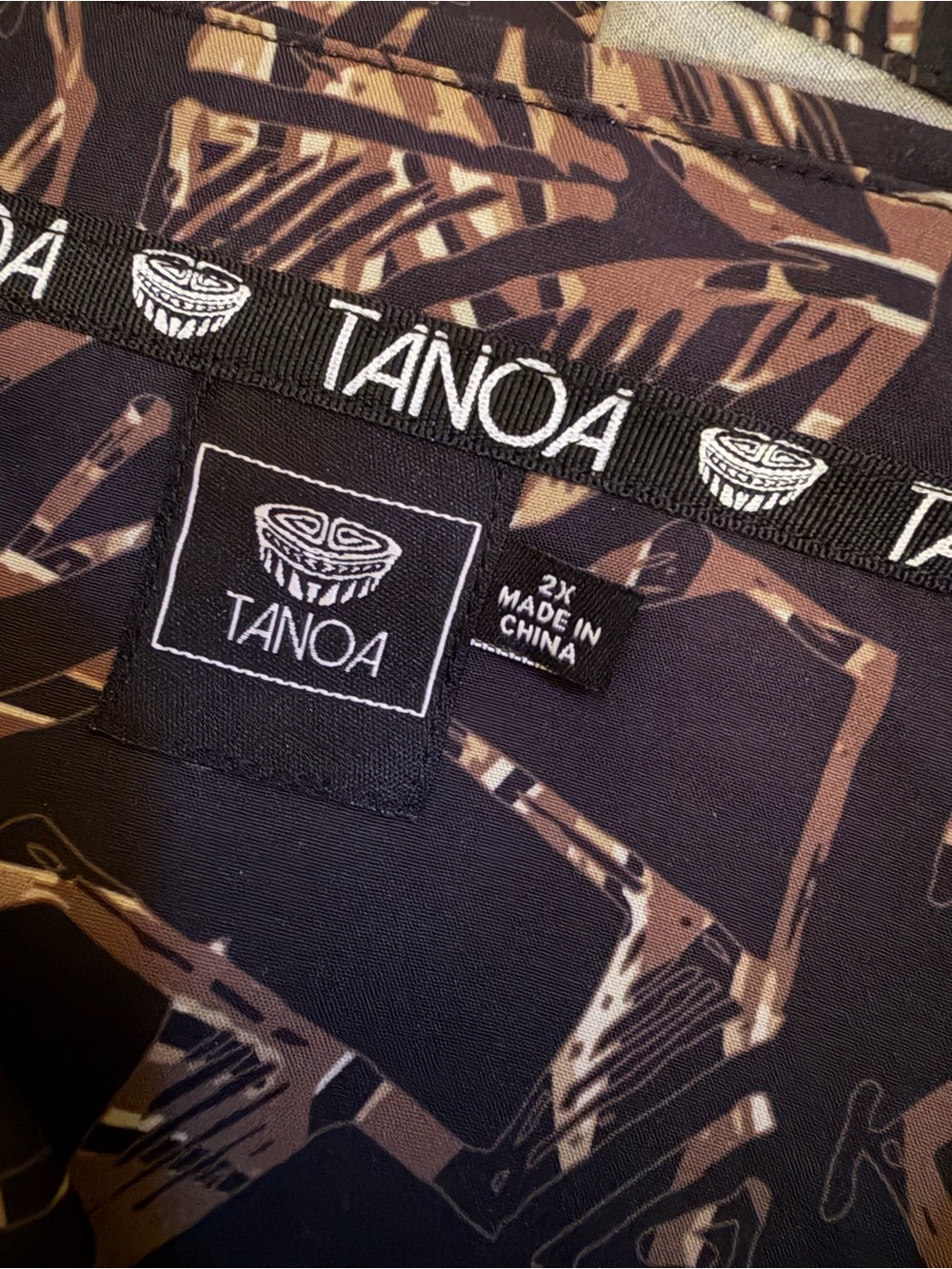 Tanoa Tribal Print Hawaiian Camp Shirt 2XL - Picture 5 of 5